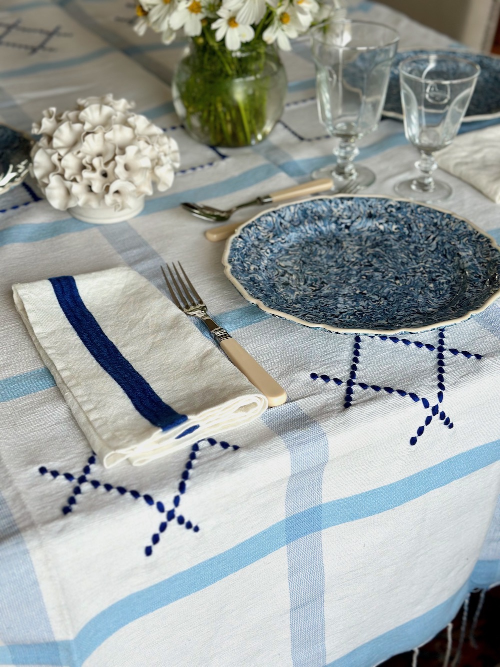 Cross Patch Tablecloth - Blues - Image 6