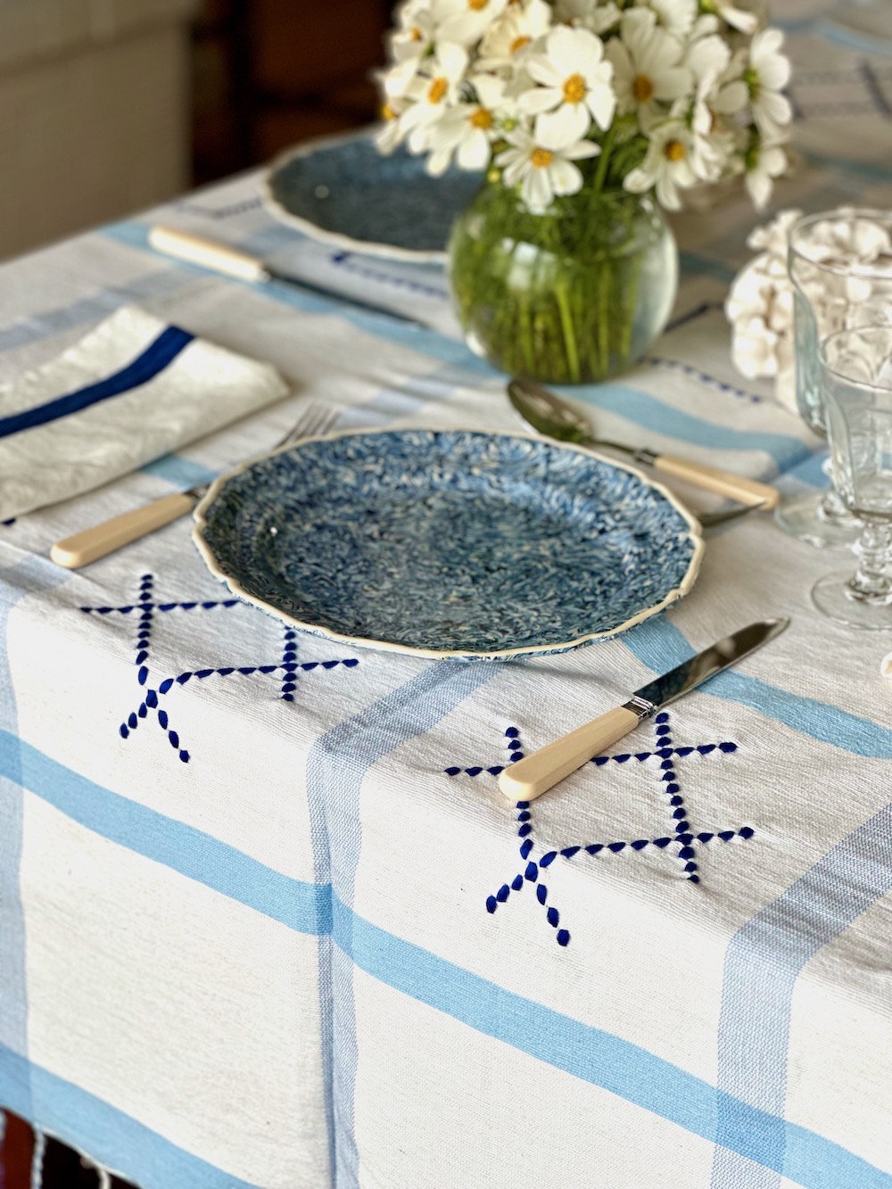 Cross Patch Tablecloth - Blues - Image 5
