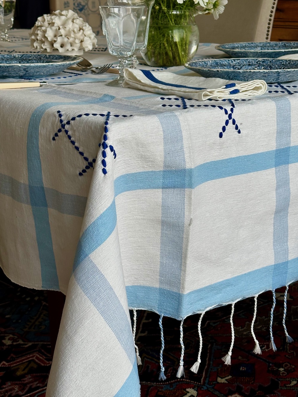 Cross Patch Tablecloth - Blues - Image 3