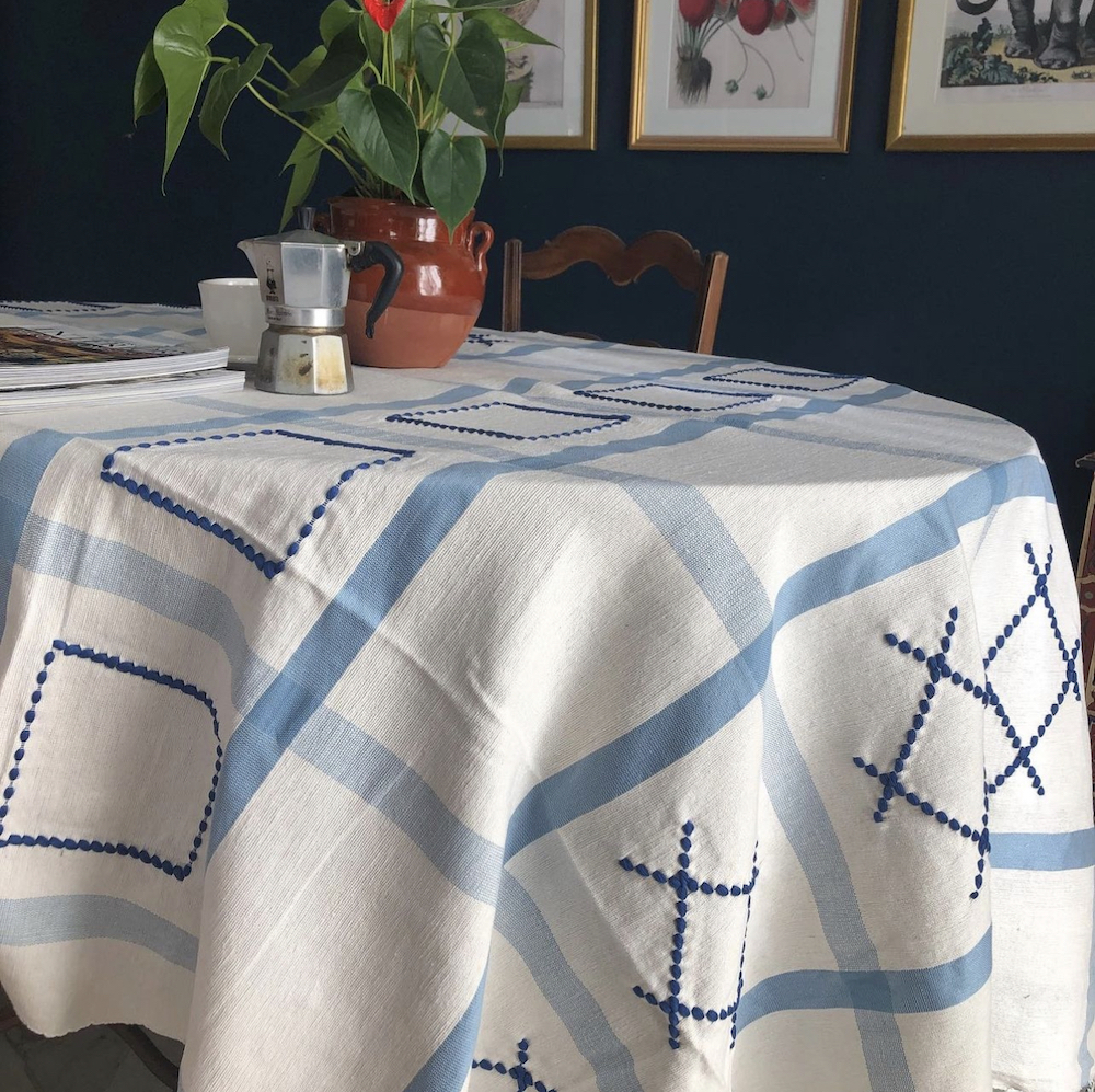 Cross Patch Tablecloth - Blues