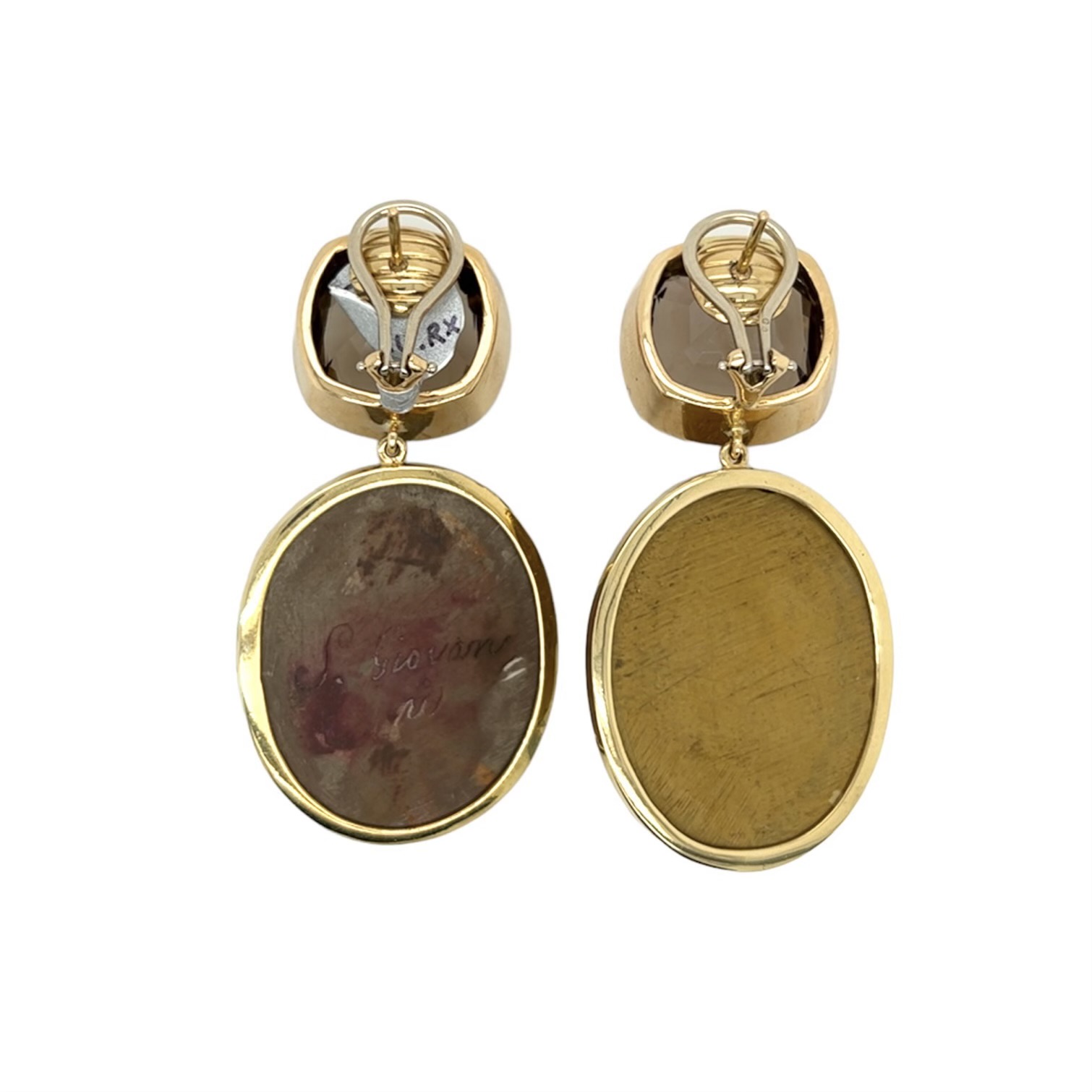 Smoky Quartz & Cameo Earrings - SOLD - Image 2