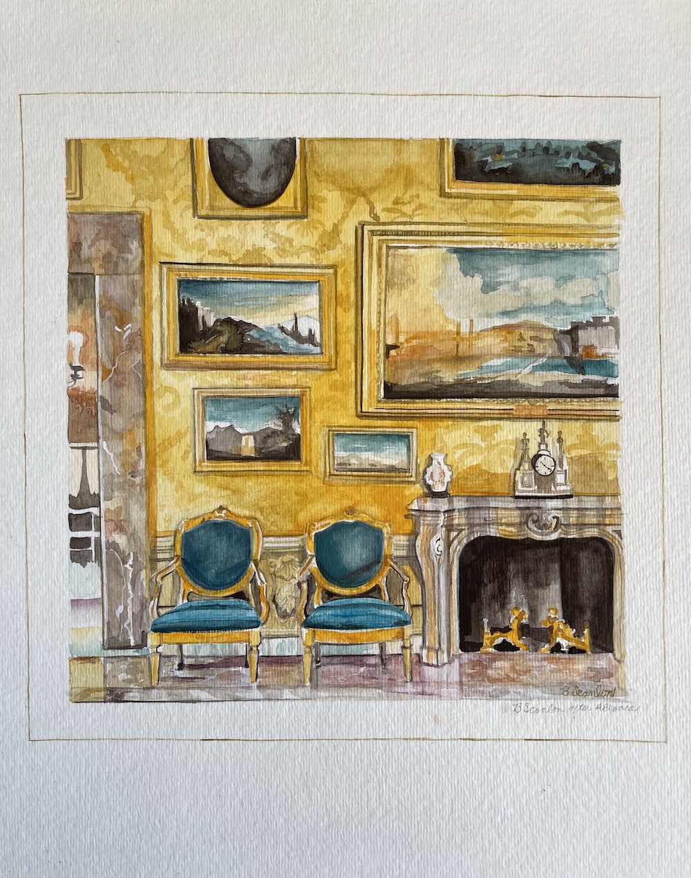 Interior Watercolor with Folio - Sold - Image 2