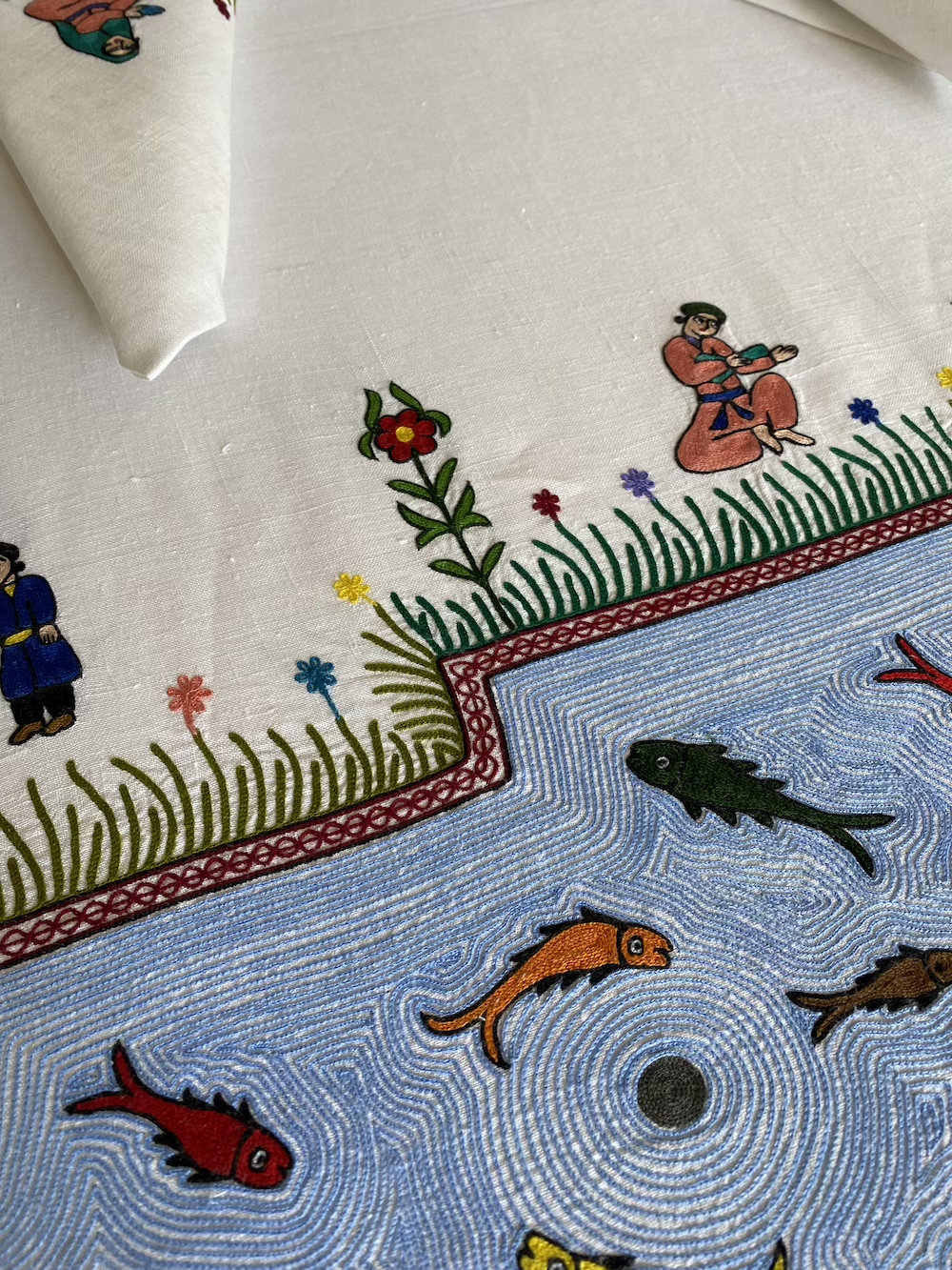 Exceptional Vintage Embroidered Linen Tablecloth - SOLD - Image 5