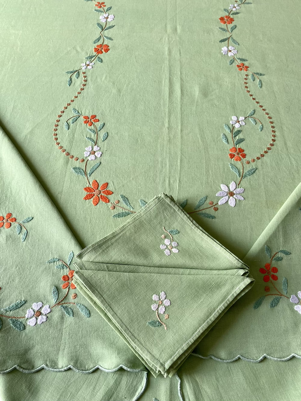 Vintage Hand Embroidered Linens Set - Image 3