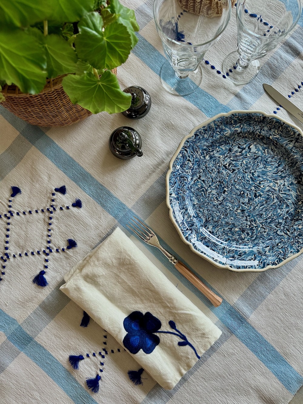 Cross Patch Tablecloth - Blues - Image 4