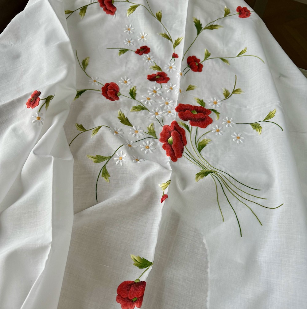 Vintage Hand Embroidered Floral Table Linens Set - Image 2
