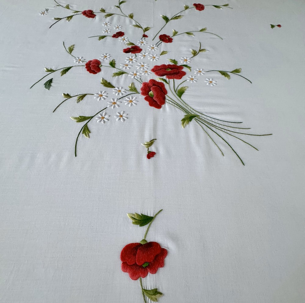 Vintage Hand Embroidered Floral Table Linens Set - Image 3