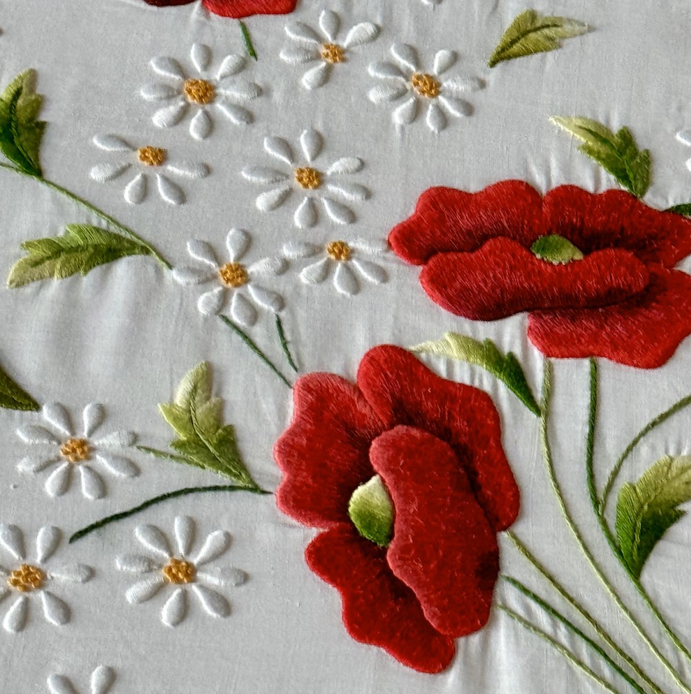 Vintage Hand Embroidered Floral Table Linens Set - Image 4