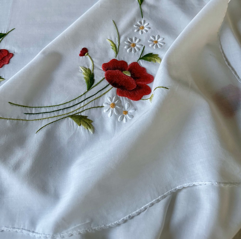Vintage Hand Embroidered Floral Table Linens Set - Image 9