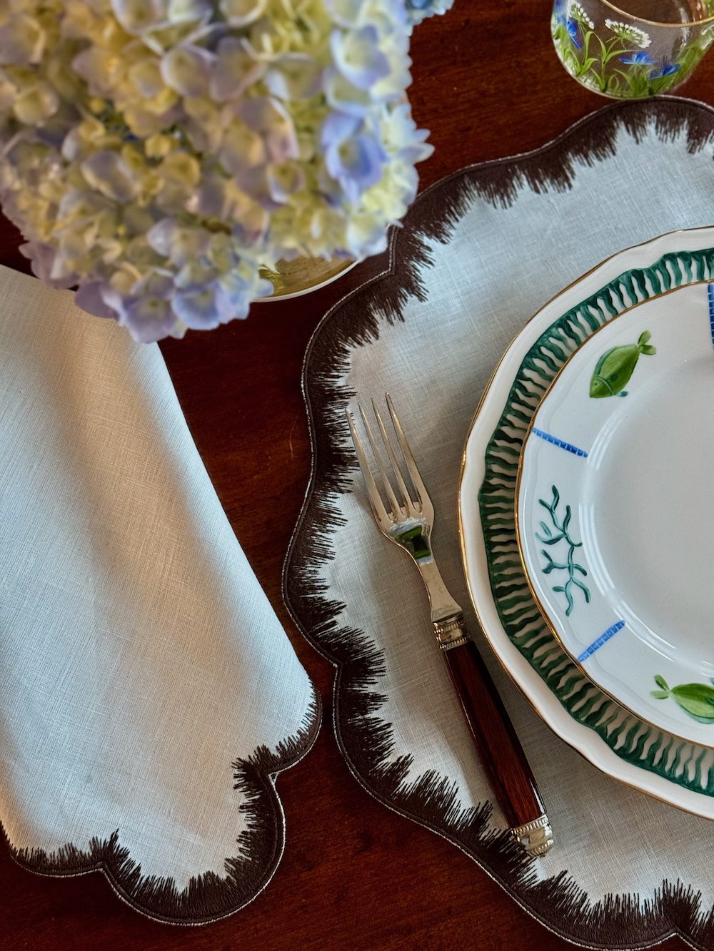 Feather Placemat - Blue with Brown - Image 2