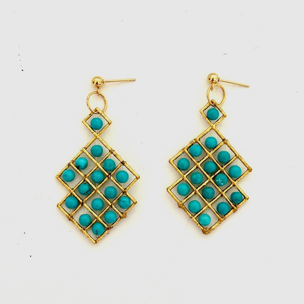 Turquoise Lattice Earrings - Image 2