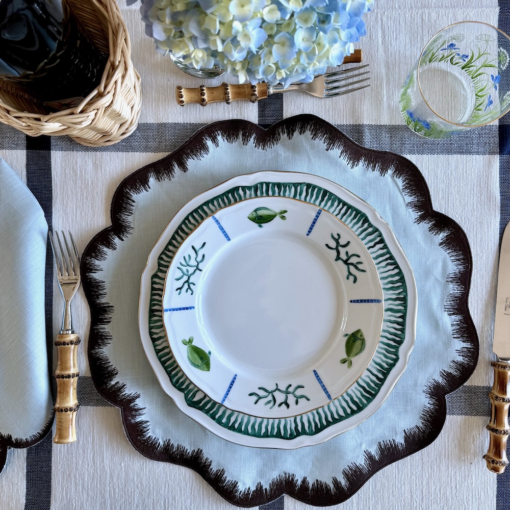 Feather Placemat - Blue with Brown - Image 3