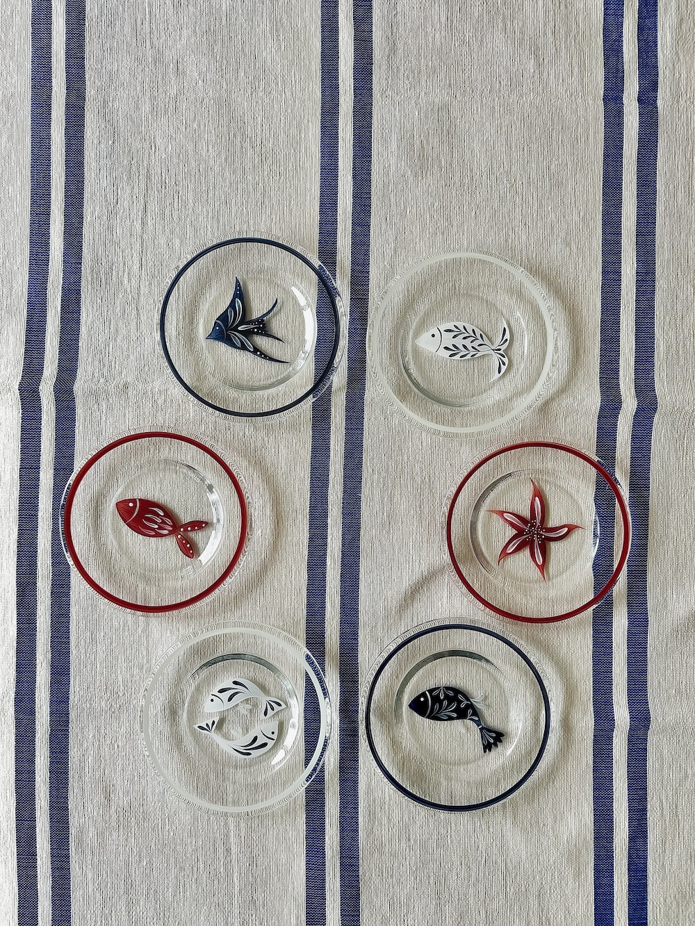 Sea Life Glass Canapé / Bread Plates - Set of 6 - Image 2