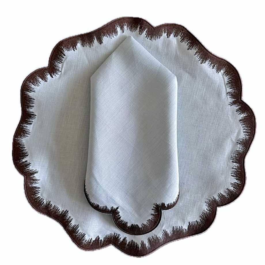 Feather Placemat - Blue with Brown