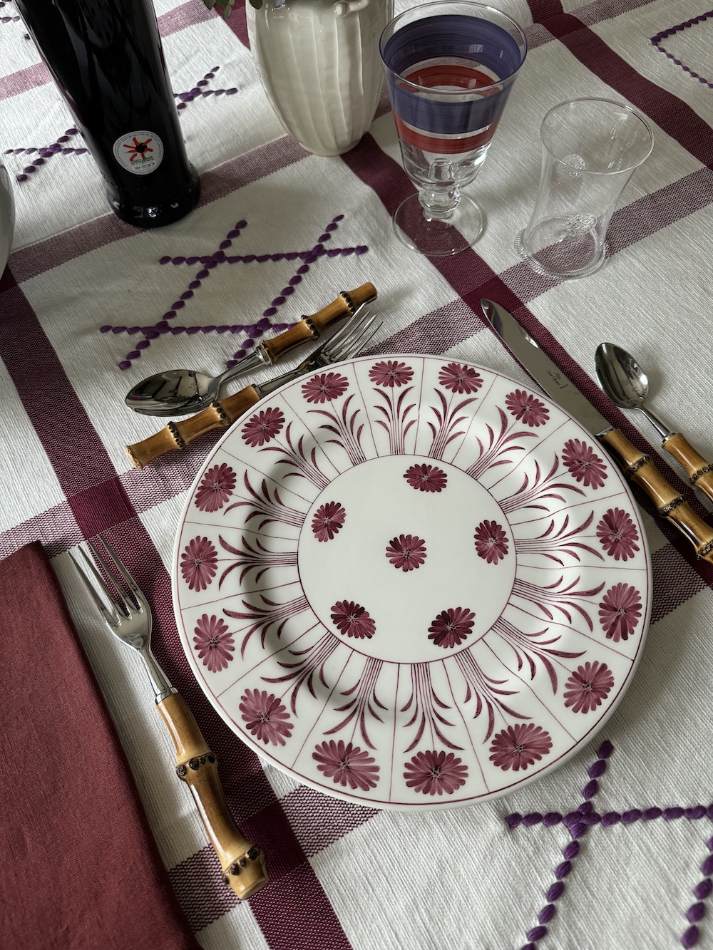 Cross Patch Tablecloth - Claret and Amethyst - Image 2