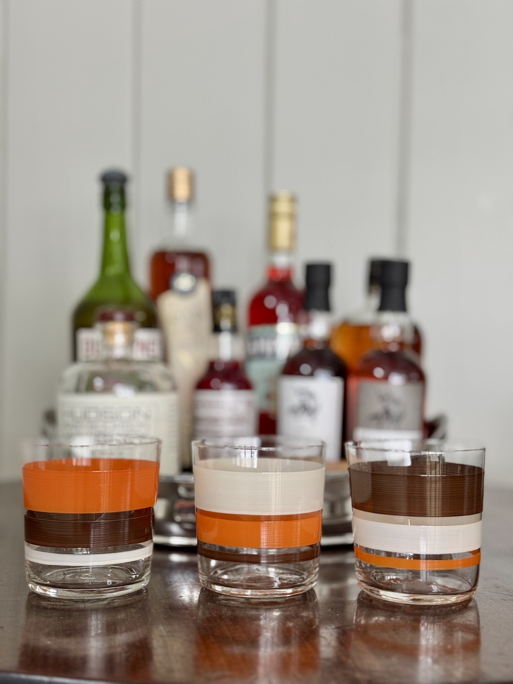 Stripes Tumblers - Orange, brown, warm white - Set of 6 - Image 2