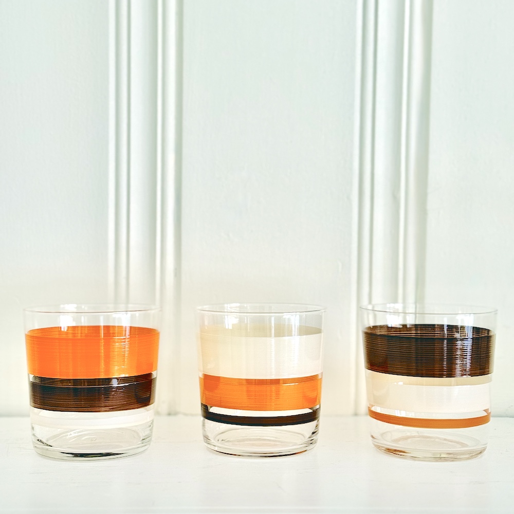Stripes Tumblers - orange/brown/ warm white via Quintessence