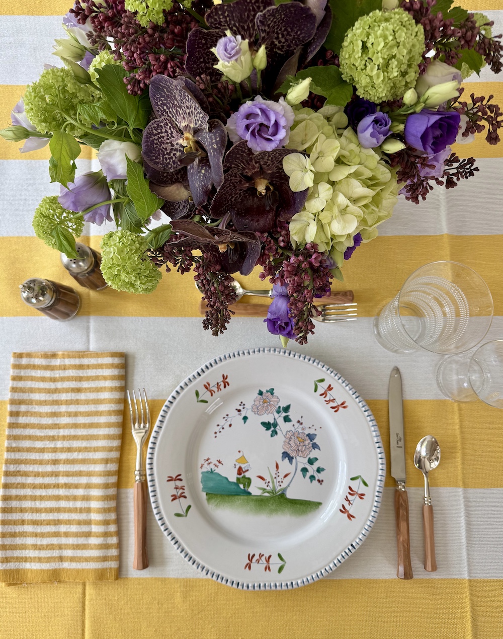 Lunch in Tangier Wide Striped Tablecloth Yellow - Image 7