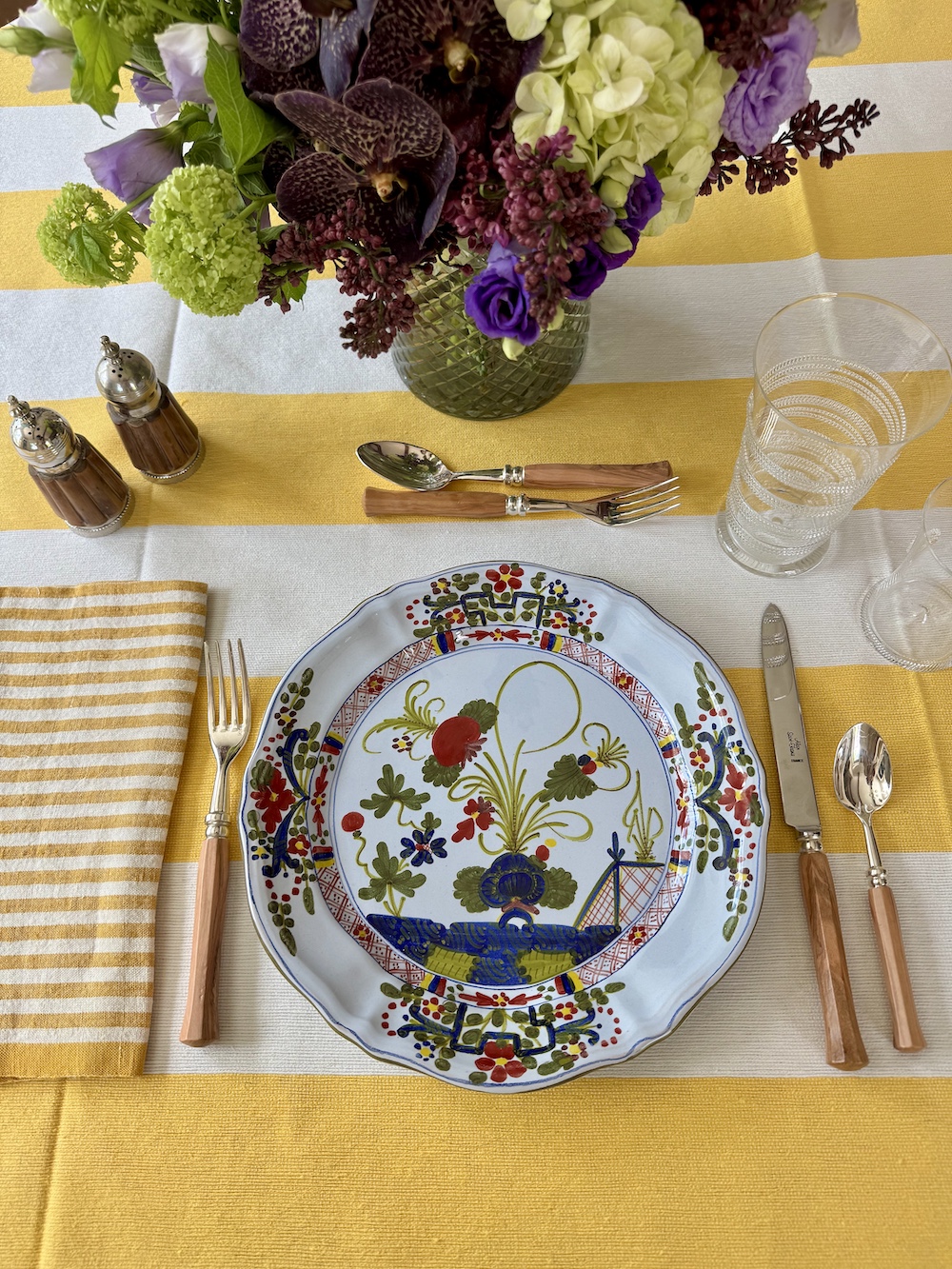 Lunch in Tangier Wide Striped Tablecloth Yellow - Image 3