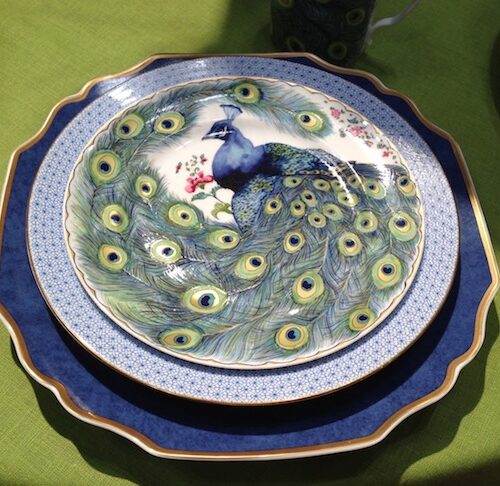 Mottahedeh peacock dessert plate